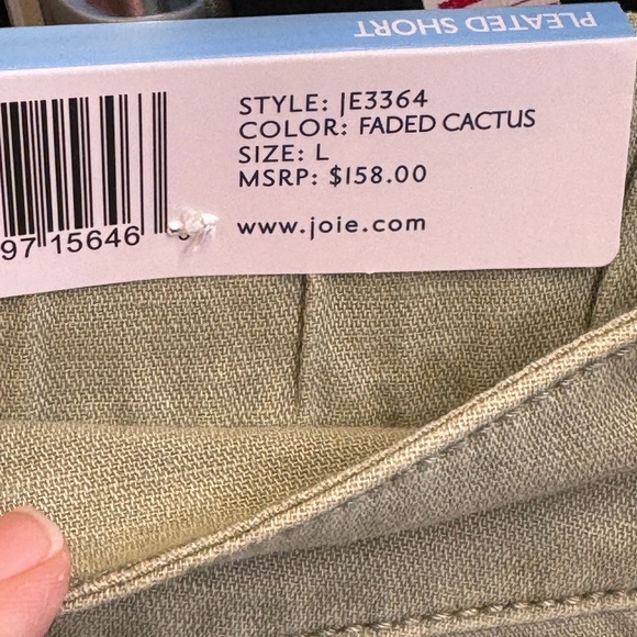 Joie | NWT Faded Cactus Pleated High Rise Washed Olive Green Shorts - Picture 11 of 14